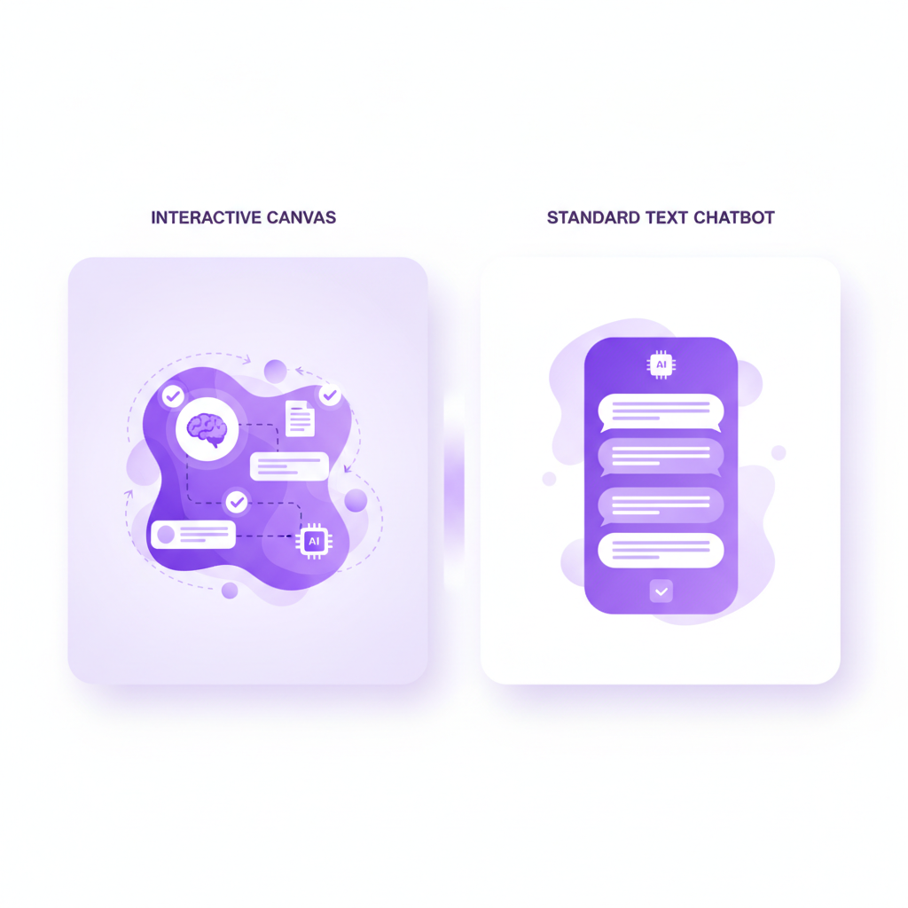 Comparison of Penseum visual canvas and standard AI study tools