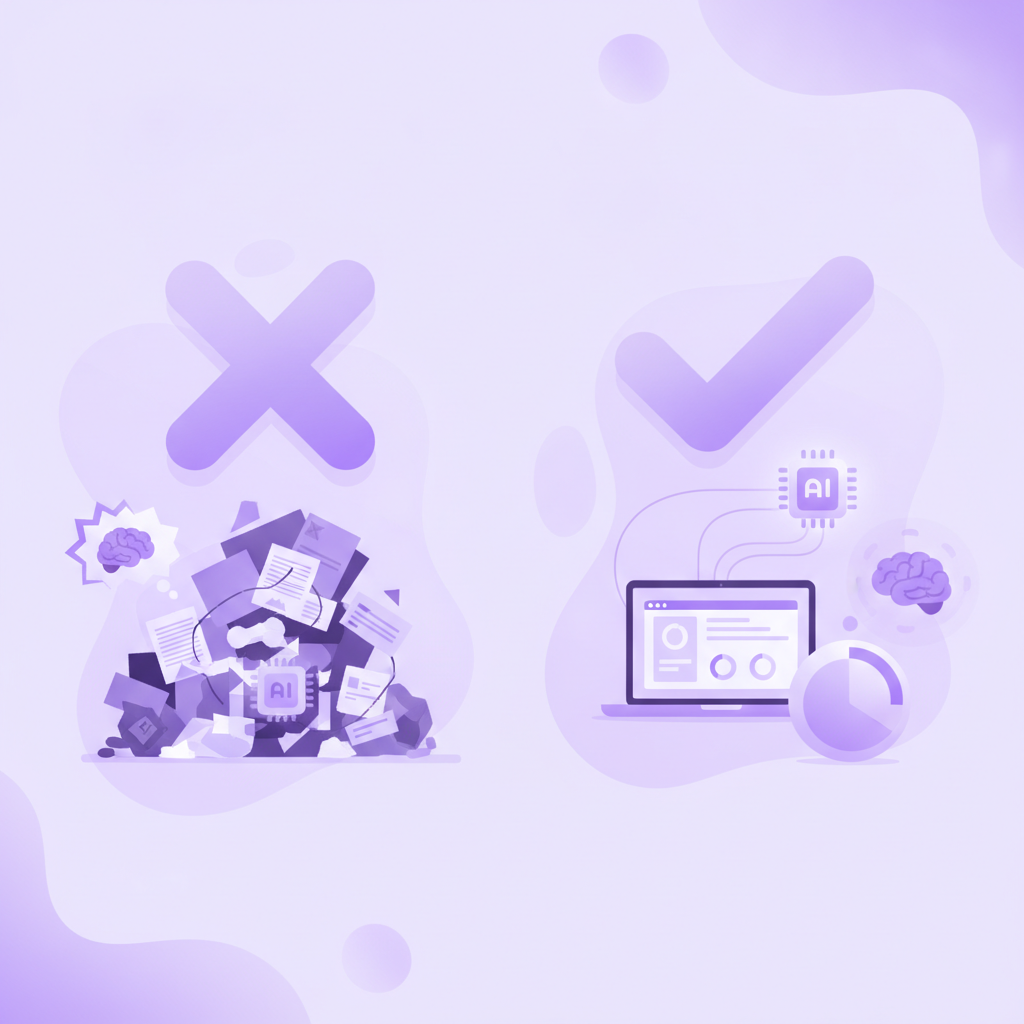 A split-screen graphic showing a cluttered, distracting desk on the left (marked with an X) and a minimalist, hyper-organized workspace with just a laptop and a visual timer on the right (marked with a checkmark).